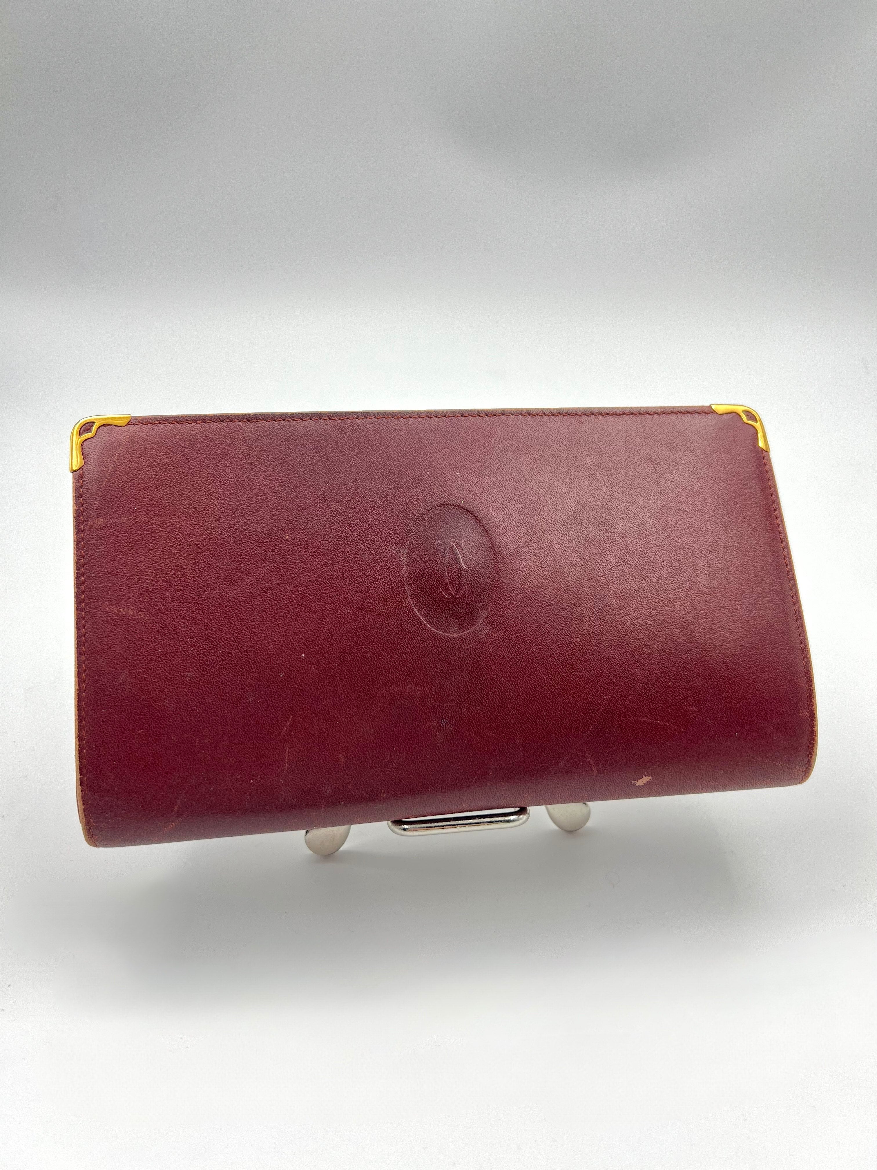 Red gold trim long wallet