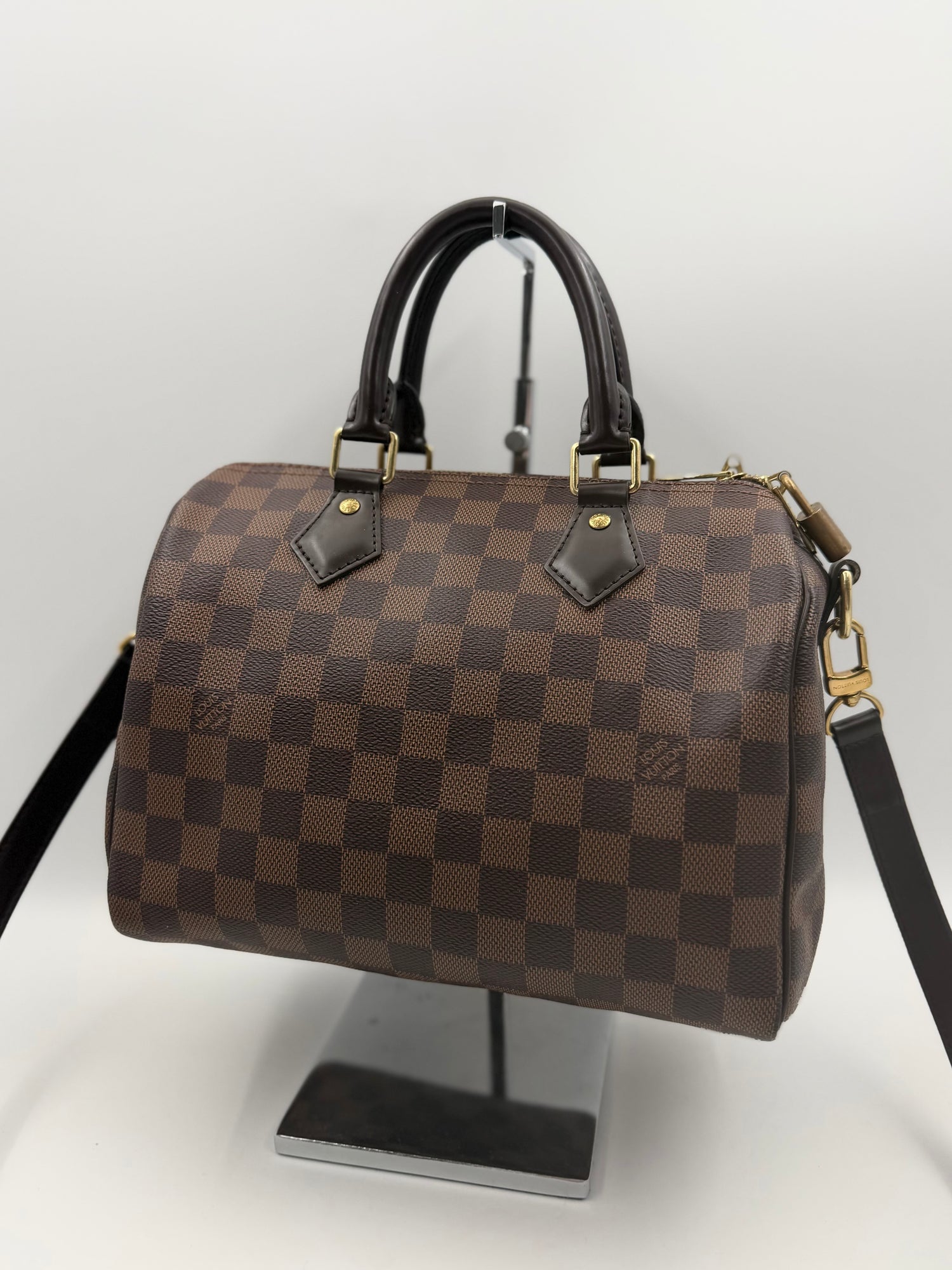 LOUIS VUITTON Damier Ebene Speedy 25 Bandouliere