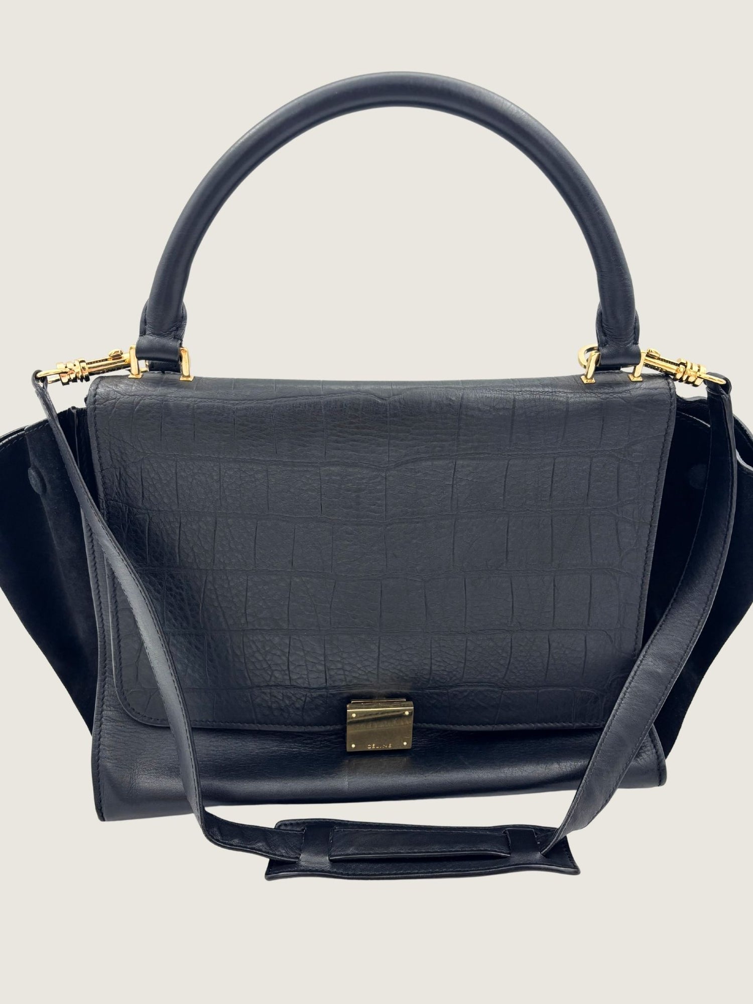 CELINE Trapeze Medium Handbag Black Leather