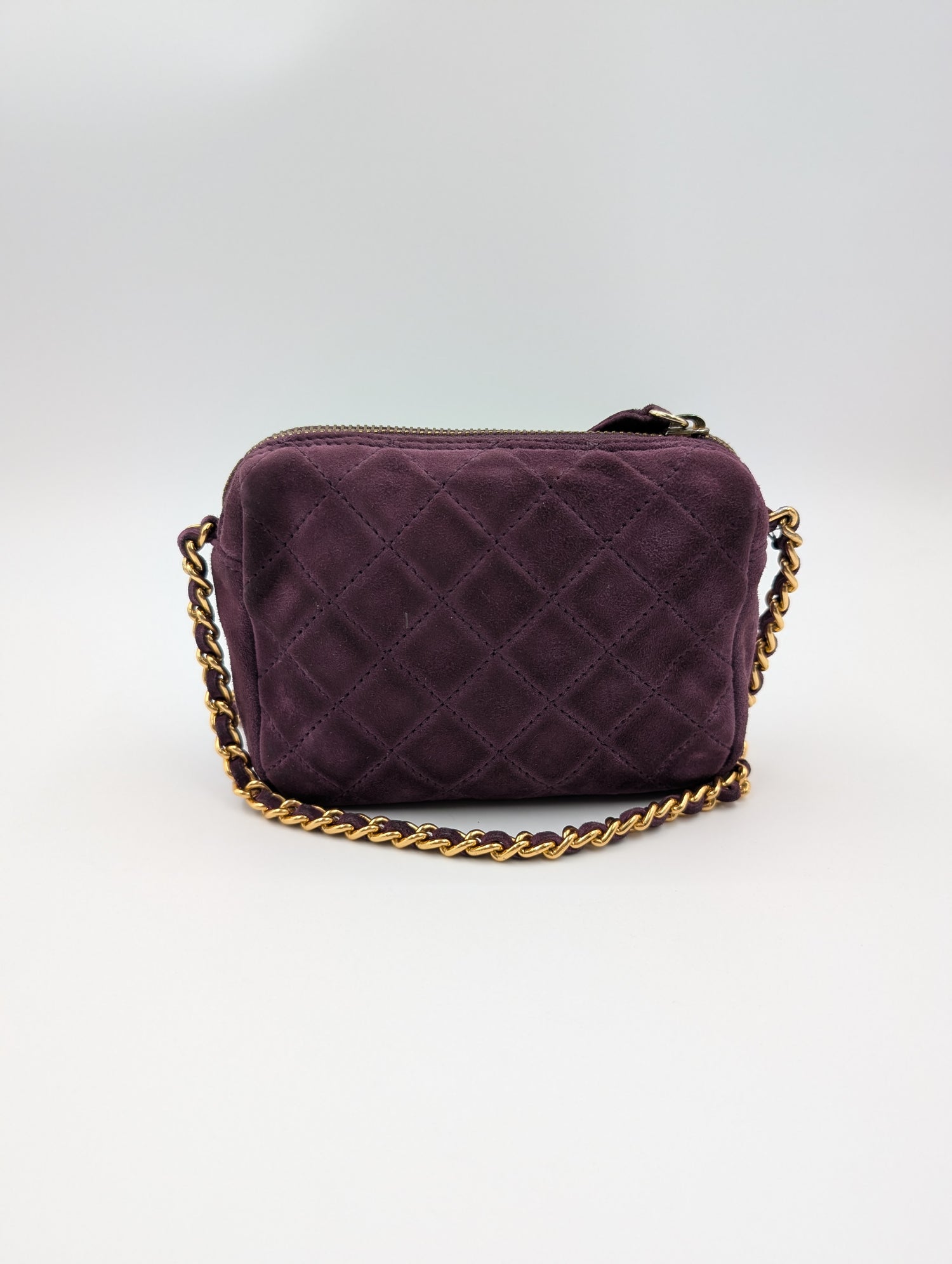 PRADA Quilted Chain Suede Crossbody