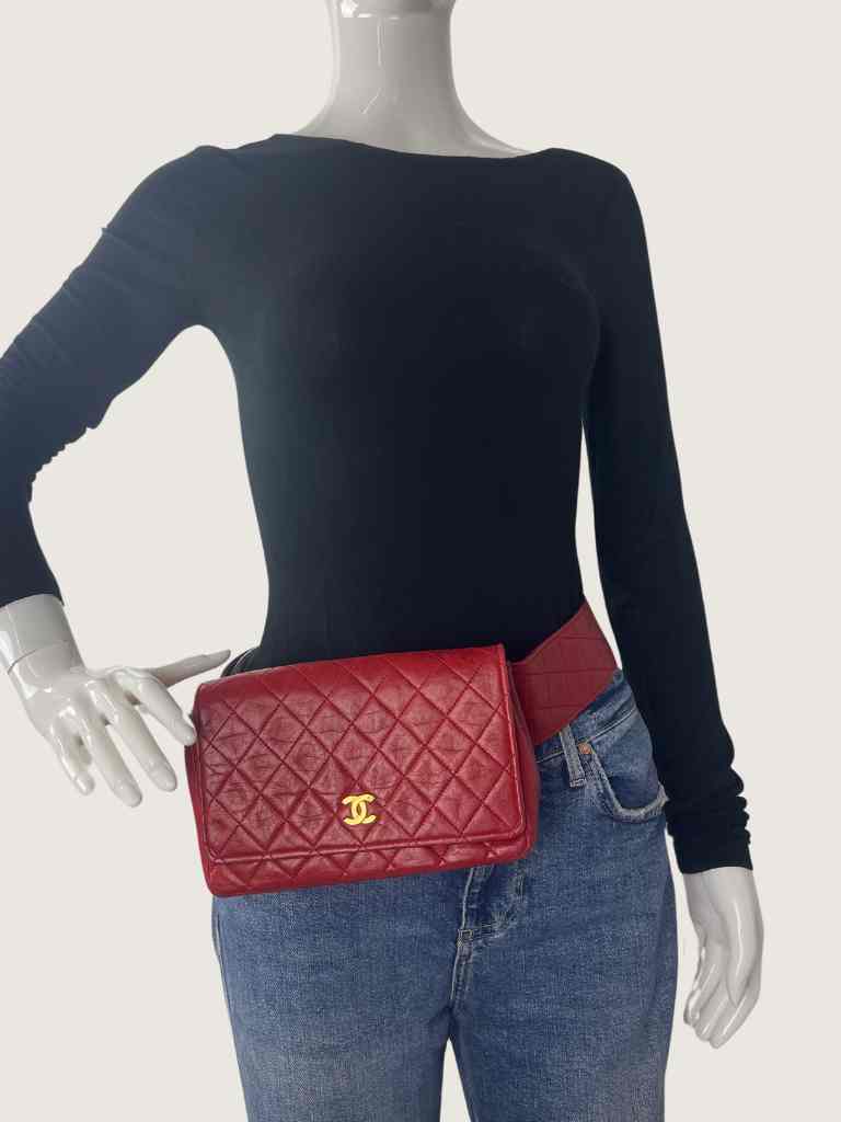 Chanel Lambskin Bum Bag/Belt in Red 