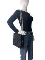 Chanel tweed chocolate bar shoulder bag with lucite chain straps