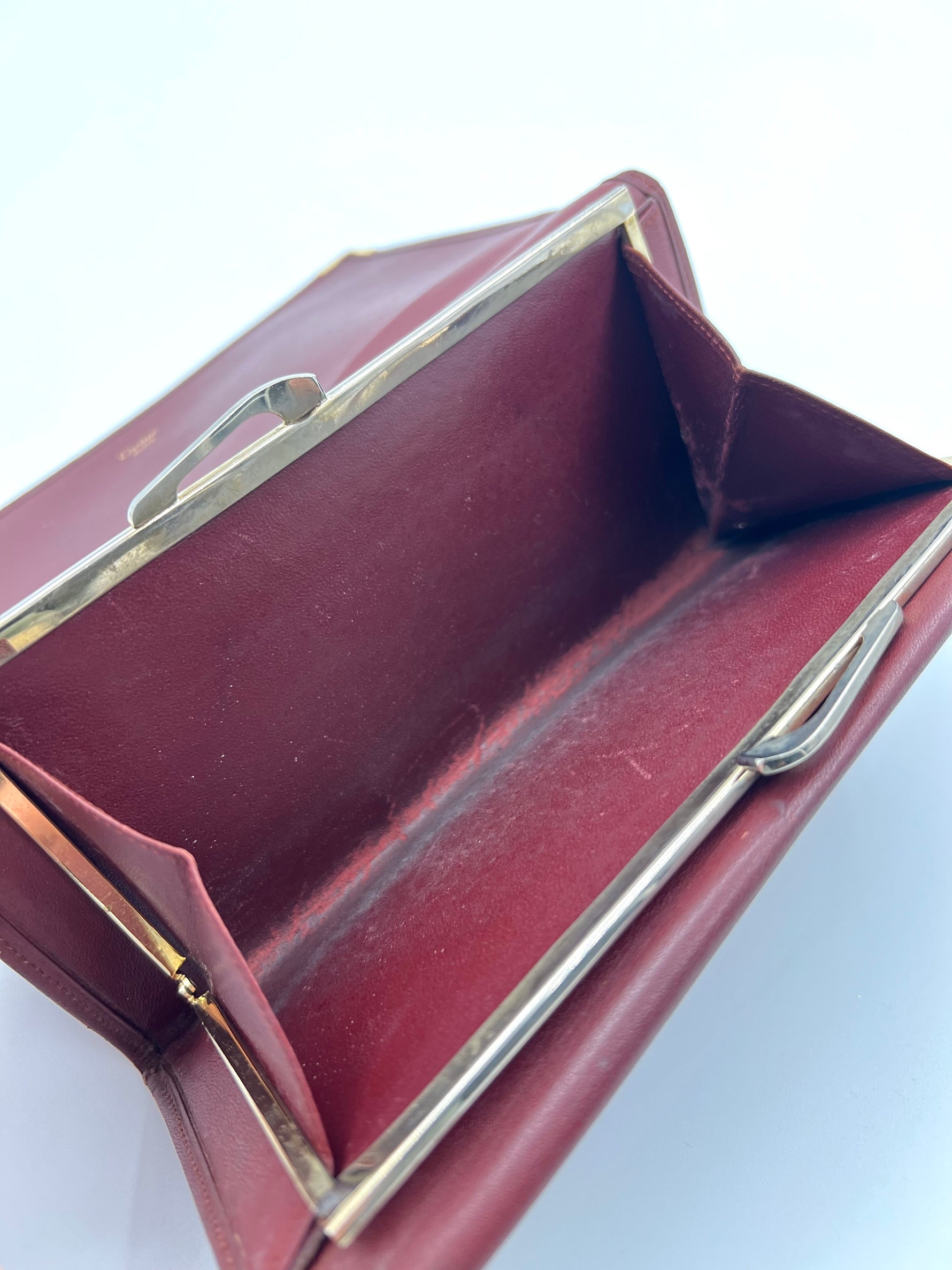 Red gold trim long wallet